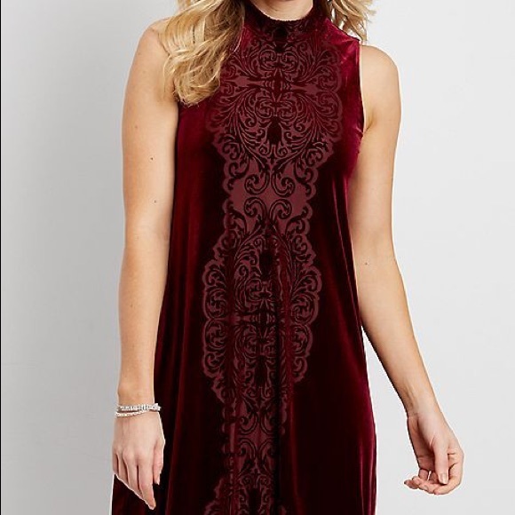 red velvet shift dress